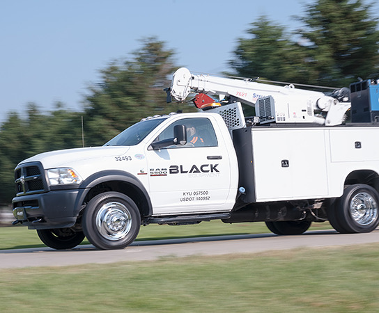 Black Equipment Service Truck w/ Boom Crane