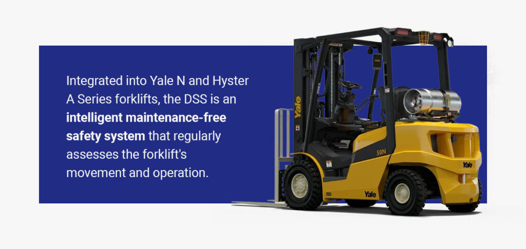 Yale forklift with a intelligent maintenance free safety system.