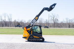 JCB Teleskid 3TS-8T compact track loader with telescopic boom arm.