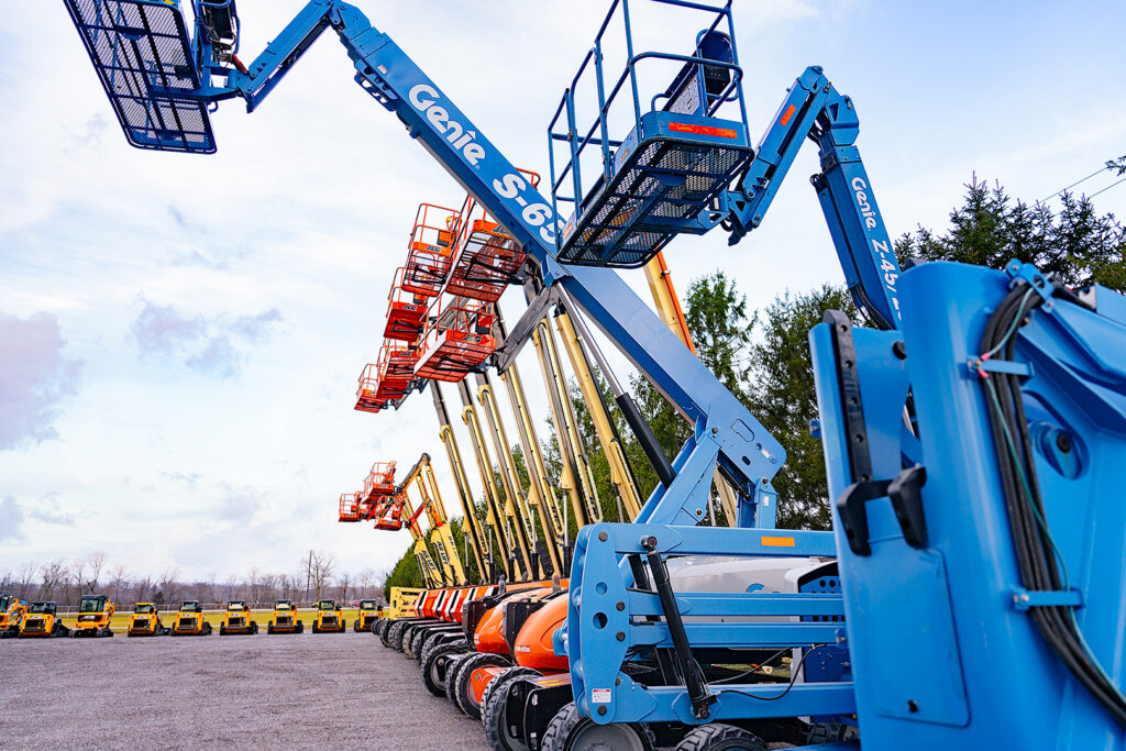 Contractor Equipment Rentals in Evansville Indiana. JLG. GENIE. JCB. Yale. Ramps. Trailers. Generators. Air Compressors. Light Towers. Boom Lifts. Scissor Lifts. High Capacity Pneumatic Tire Forklifts, Telehandlers (Reach Trucks). Articulated Booms. Skid Steers. Mini Excavators.