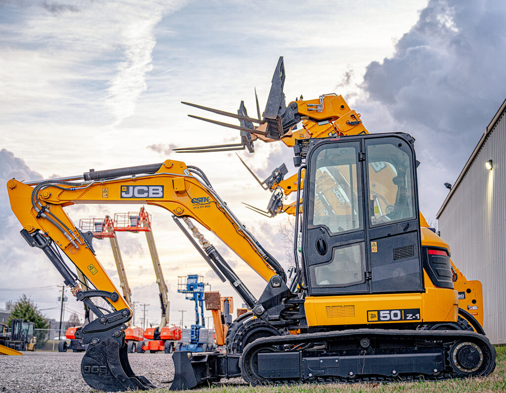 Contractor Equipment Rentals in Evansville Indiana. JLG. GENIE. JCB. Yale. Ramps. Trailers. Generators. Air Compressors. Light Towers. Boom Lifts. Scissor Lifts. High Capacity Pneumatic Tire Forklifts, Telehandlers (Reach Trucks). Articulated Booms. Skid Steers. Mini Excavators.