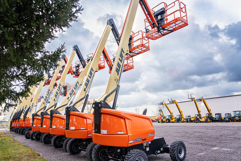 Contractor Equipment Rentals in Evansville Indiana. JLG. GENIE. JCB. Yale. Ramps. Trailers. Generators. Air Compressors. Light Towers. Boom Lifts. Scissor Lifts. High Capacity Pneumatic Tire Forklifts, Telehandlers (Reach Trucks). Articulated Booms. Skid Steers. Mini Excavators.